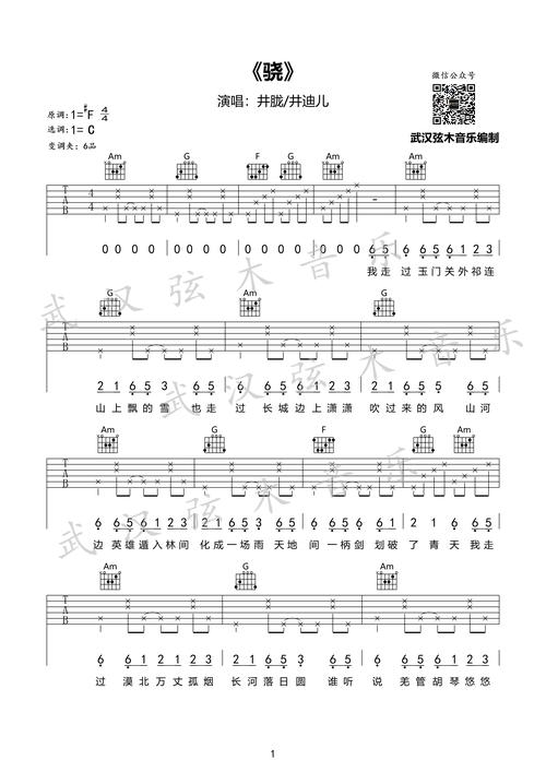 井胧- 骁(武汉弦木音乐) [弹唱 国风 弦木 c调] 吉他谱