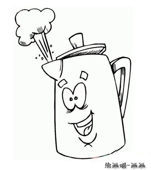 卡通烧开的水壶简笔画图片