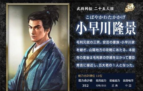 《信长之野望14:创造》小早川隆景简介,和大家分享下小早川隆景的相关