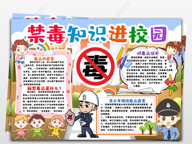 原创防范新型毒品危害远离毒品禁毒手抄报小报模版