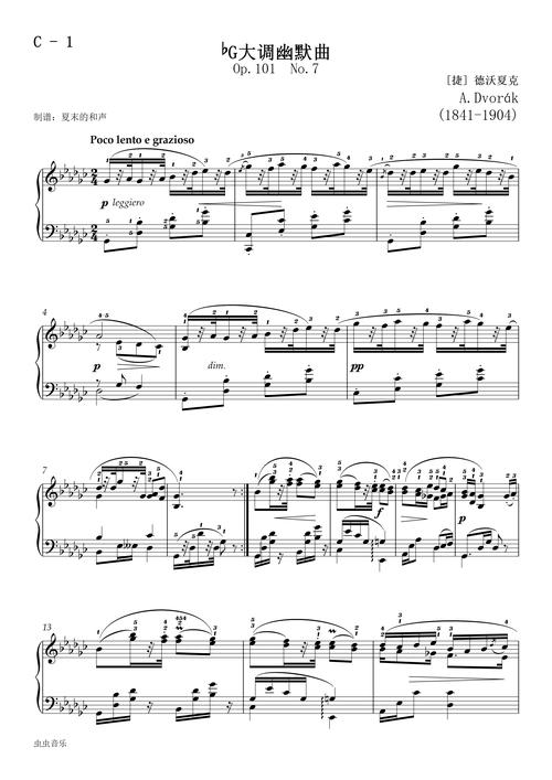 【八级】c-1 降g大调幽默曲 [带指法](2019新版钢琴考级)