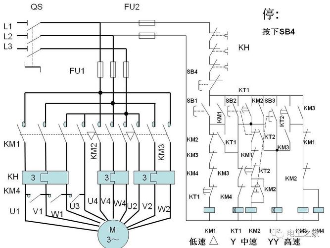 三速电动机与控制线路