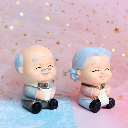 福如东海寿比南山老爷爷老奶奶玩偶装饰摆件蛋糕祝寿金婚寿星寿婆