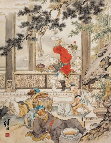 刘继卣(1918～1983) 大闹蟠桃会 镜片 设色纸本