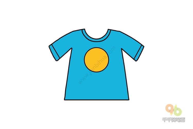 蓝色半袖简笔画