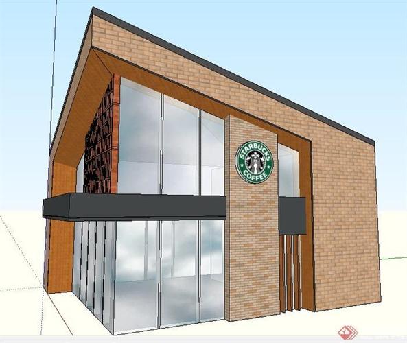 现代中式单层咖啡馆建筑设计su模型