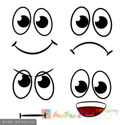 设置,眼睛,愤怒的,幸福的,有趣的,设计,幽默,惊喜,表达,漫画,笑脸