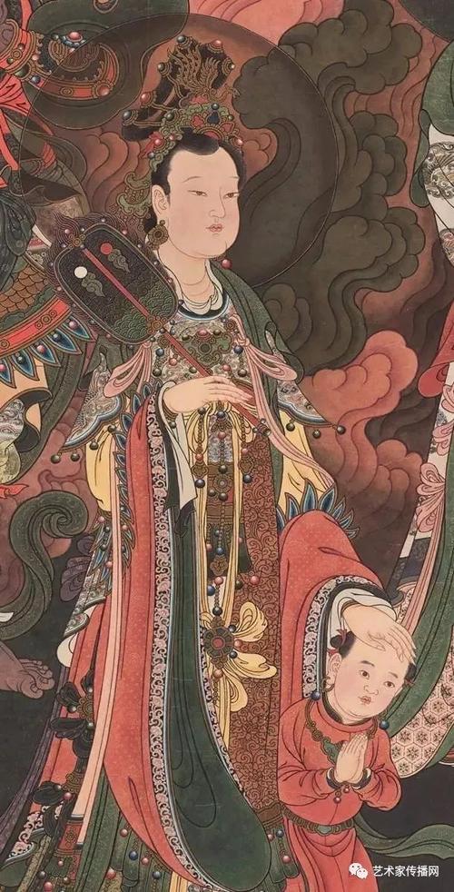 鬼子母 130cm x 65cm 纸本工笔重彩鬼子母,即为人们常说的"母夜叉".