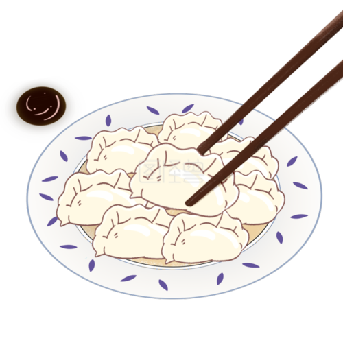 图怪兽原创元素冬至节气美食一盘手绘饺子元素