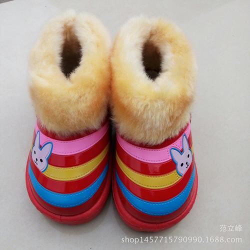 七彩条小兔子宝宝棉鞋棉靴 石家庄南三条誉诺鞋业批发