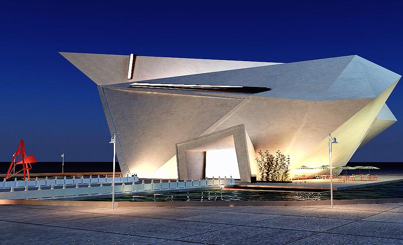 展览馆建筑外观及景观设计