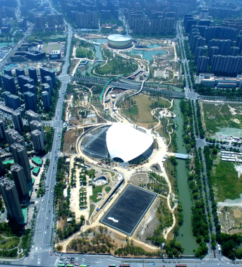 "杭州伞"亮灯调试,"玉琮"展露新姿,大运河亚运公园建设进入最后冲刺