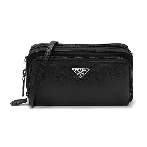 prada普拉达女士织物配皮单肩斜挎包手拿包1bp035064