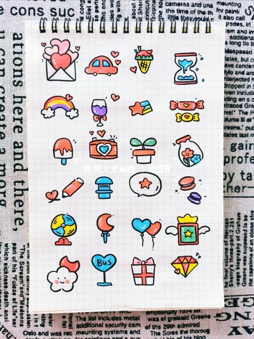 94超可爱少女心手帐简笔画素材附线稿简笔画素材手帐少女心