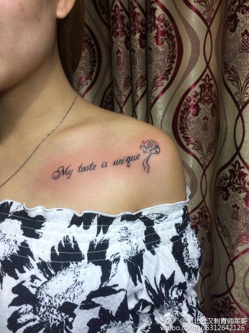 胸前 锁骨小清新英文字母纹身图案,湖北 武汉 襄阳纹身师军哥!