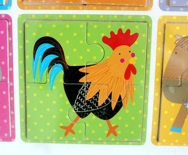 简单四块拼图 款动物拼图 6 拼图 1 合 6 片家禽拼图 4 木制儿童玩具