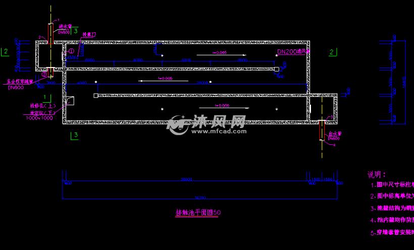 某接触消毒池设计图 - 生活污水处理图 - 沐风图纸