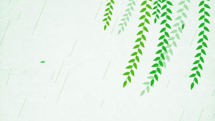 绿色清新卡通的春天来了ppt背景图片