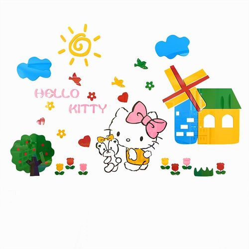 hellonkitty图片,holleykitty图片 hellkitty3d立体墙贴画客厅儿童房卧室装饰幼儿园墙面布置墙贴画