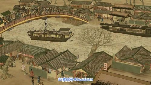 3d动态清明上河图 中国古代动态图纸延伸集市河桥人物