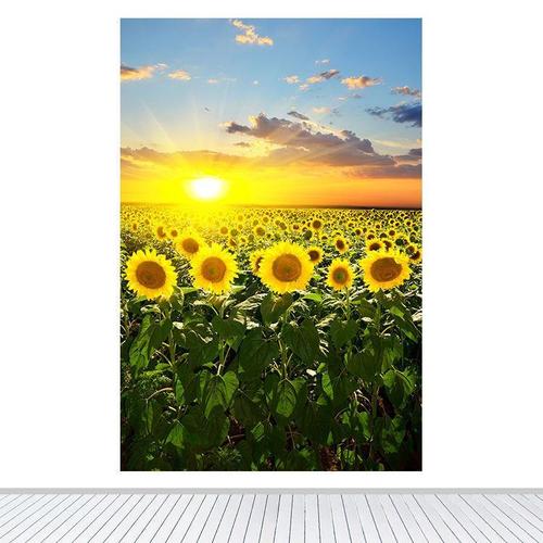 向日葵风景装饰画太阳花海玄关壁画日出墙贴蓝天白云