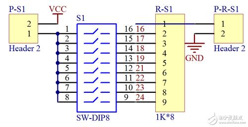 图4-6 八位拨码开关电路原理图设计jtag 模式配置电路原理图设计最小