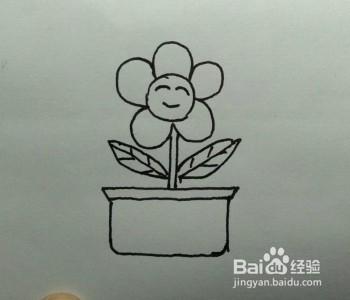 3 画花盆,如图所示. 4 画枝干,如图所示. 5 画叶子,如图所示.