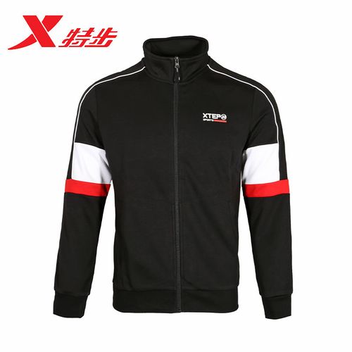 特步运动服外套男春秋季新款男装休闲针织立领上衣