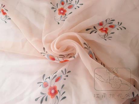 唐风布料 【多色小花枝】 薄透雪纺 汉服布料 供养人图样复原