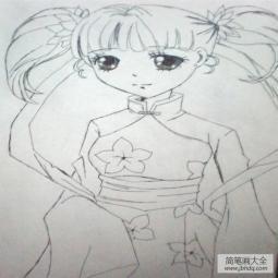 漂亮的古装儿童画画作品