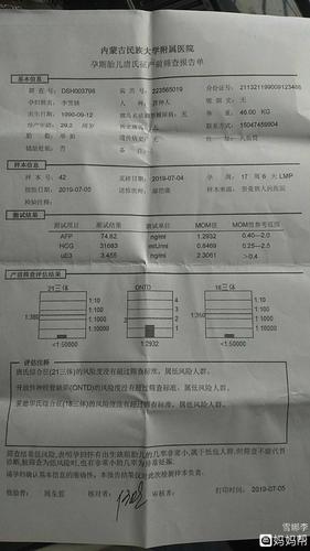 唐氏筛查mom值都小于1的,有生男宝的宝