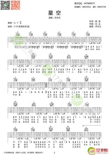 五月天《星空》吉他乐谱及歌词