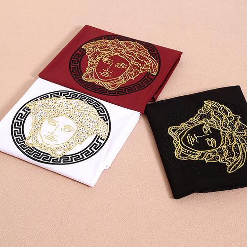 瓦萨琪美杜莎蛇女刺绣双丝光棉修身瓦萨其男士短袖t恤男装半袖