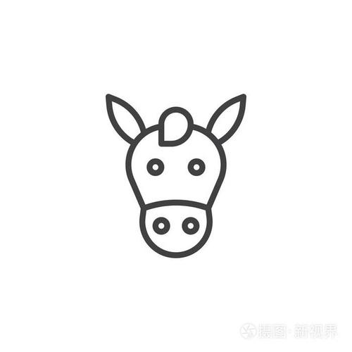 马头线图标,轮廓矢量符号,线性样式象形孤立在白色上.