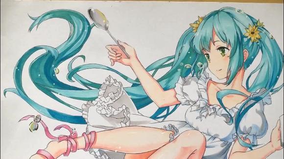 【马克笔手绘】初音miku