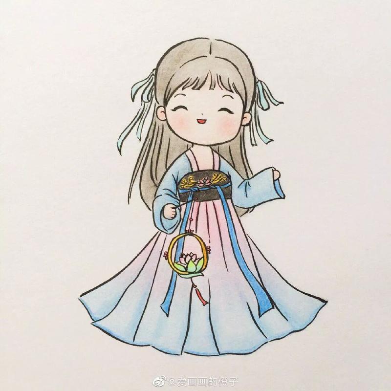 简笔画:汉服女孩小教程