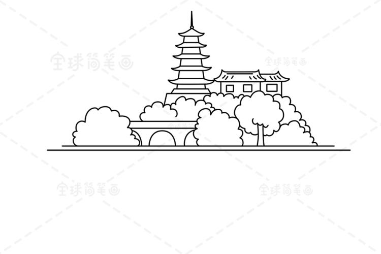 芙蓉楼送辛渐古诗配图简笔画