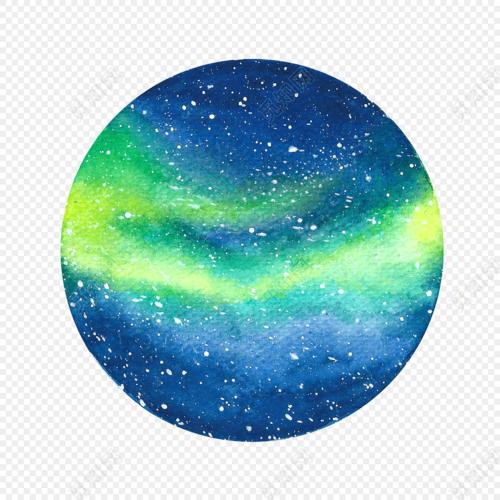 手绘水彩涂鸦星球素材