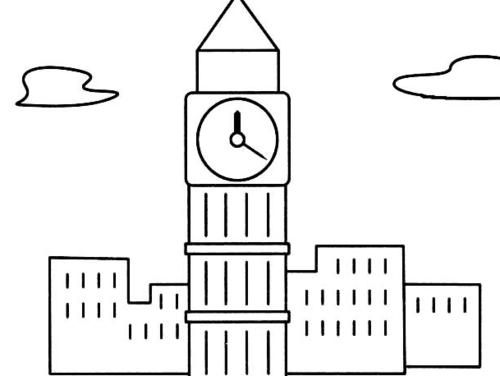 大本钟的风景简笔画图片英国大本钟建筑简笔画