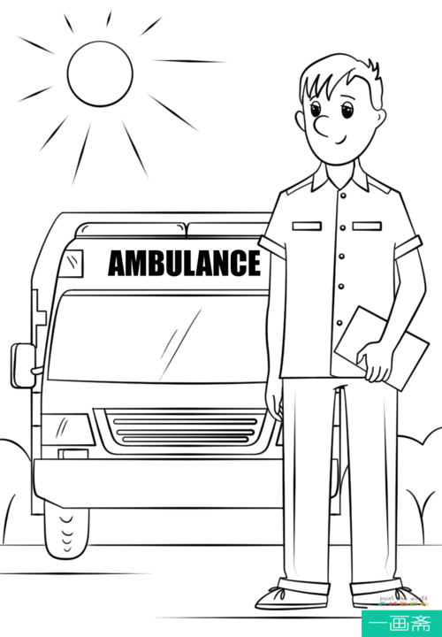 小学生初学超人气救护车司机简笔画