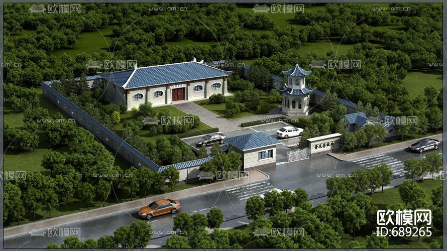 骨灰堂安乐堂鸟瞰规划3d模型下载