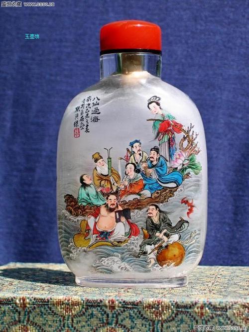 内画名家张兴杰大师天然水晶鼻烟壶八仙过海