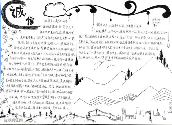 感恩于心诚信于行主题手抄报