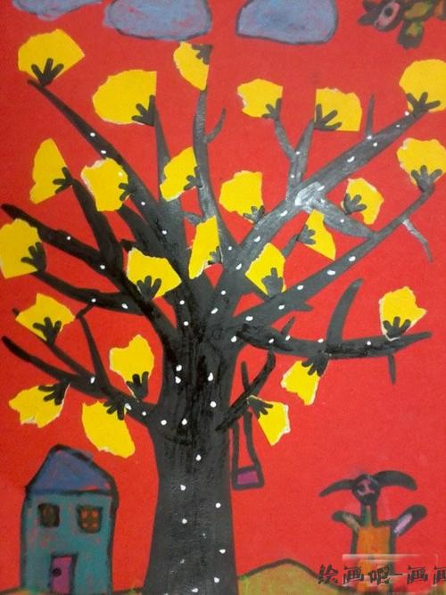 秋天的树木儿童画