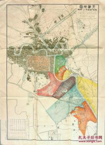 1910年出版《天津地图》 map of tientsin 天津市老地图 中东石印局长