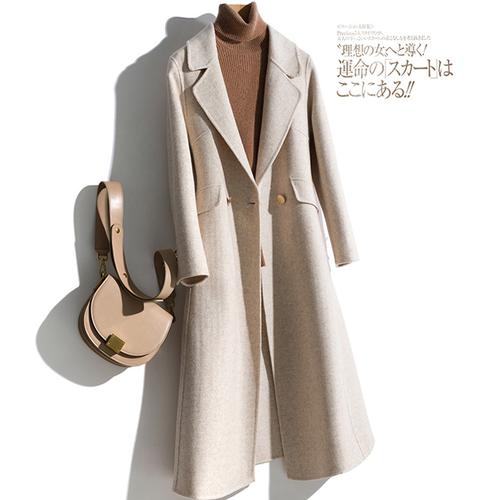 双面呢羊绒大衣女2022春季新款西装领长款修身毛呢外套全羊毛工装