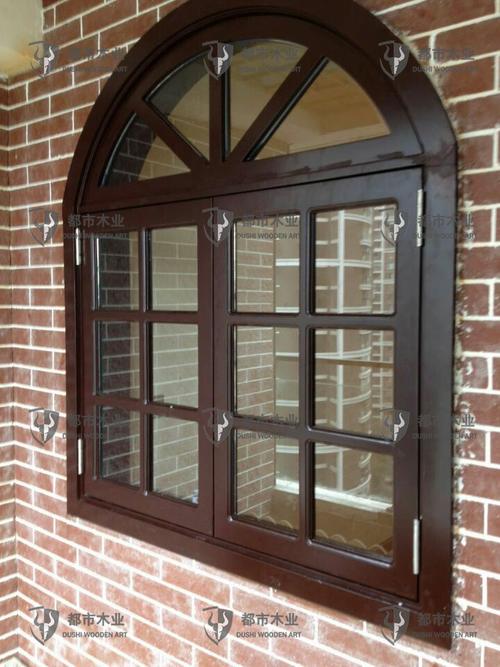 地中海拱形窗欧式弧形窗 美式窗户平开烤漆窗 田园风格实木窗定制