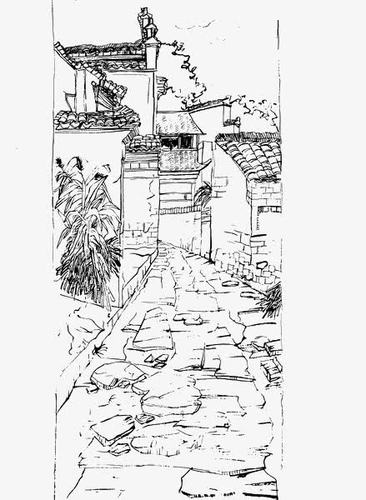 关键词 : 徽派建筑,手绘,素描,装饰,黑白