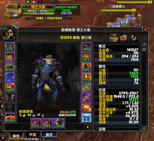 潜行者 亡灵 部落 男 85级 战场毕业 灾变角斗士4件套 加灾变散件盗贼