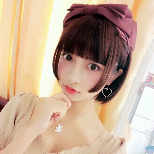 姬发式短发假发女韩国空气刘海短直发甜美可爱齐刘海短bobo头假发